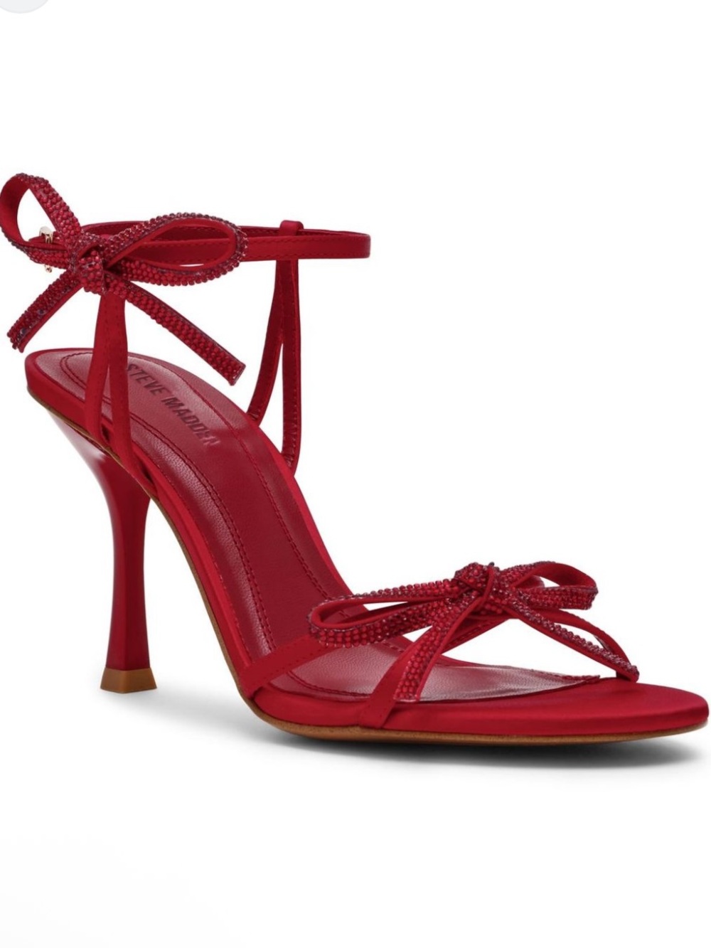 Steve Madden Women's Nixon-R High-Heel Bow Dress Sandals Red  Sz 7.5M